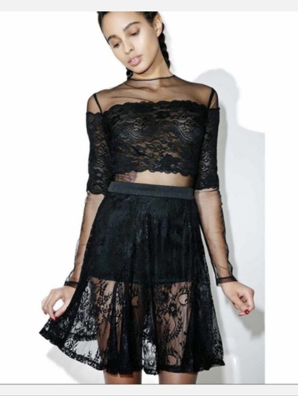 Revolve X Asilio Wicked Games Black Lace Sheer Mini Dress